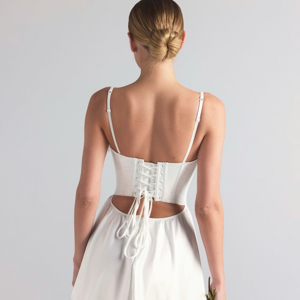 SKIMS skims woven shine corset dress ivory - Picture 4 of 11